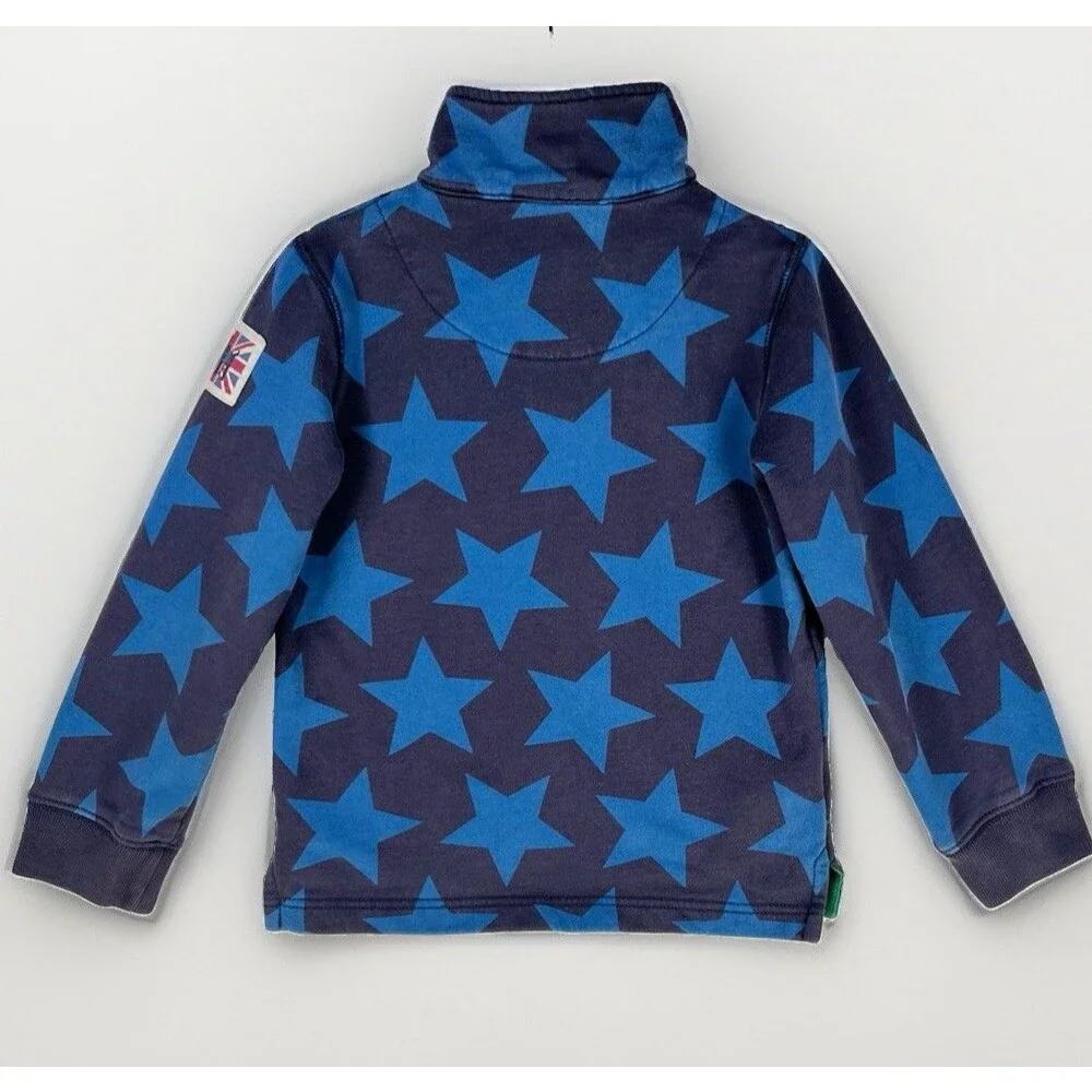 Mini Boden Size 4 - 5 Y Blue Star fleece jacket 1/4 Zip Cozy Unisex 30” Chest